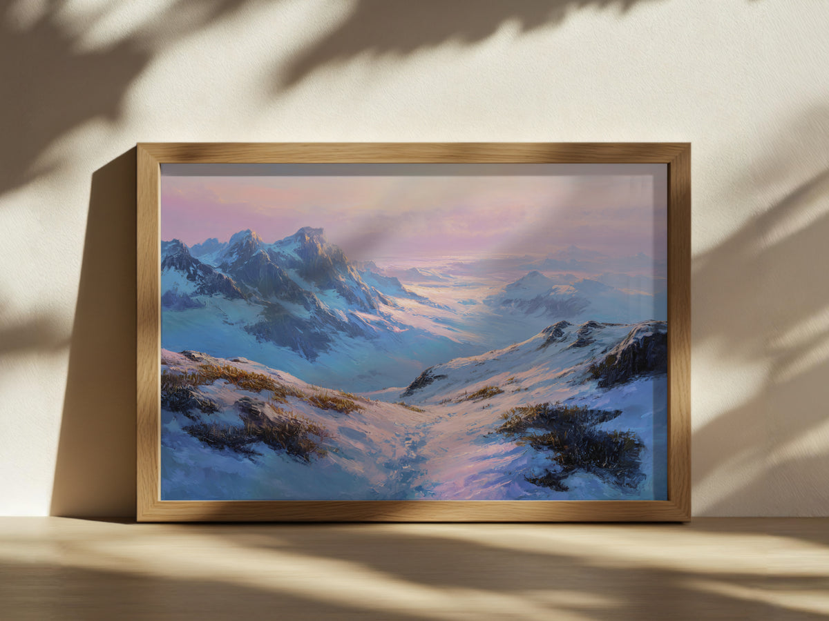 Harding Icefield Winter Sunrise Wall Art | Kenai Fjords National Park Alaska Landscape Painting