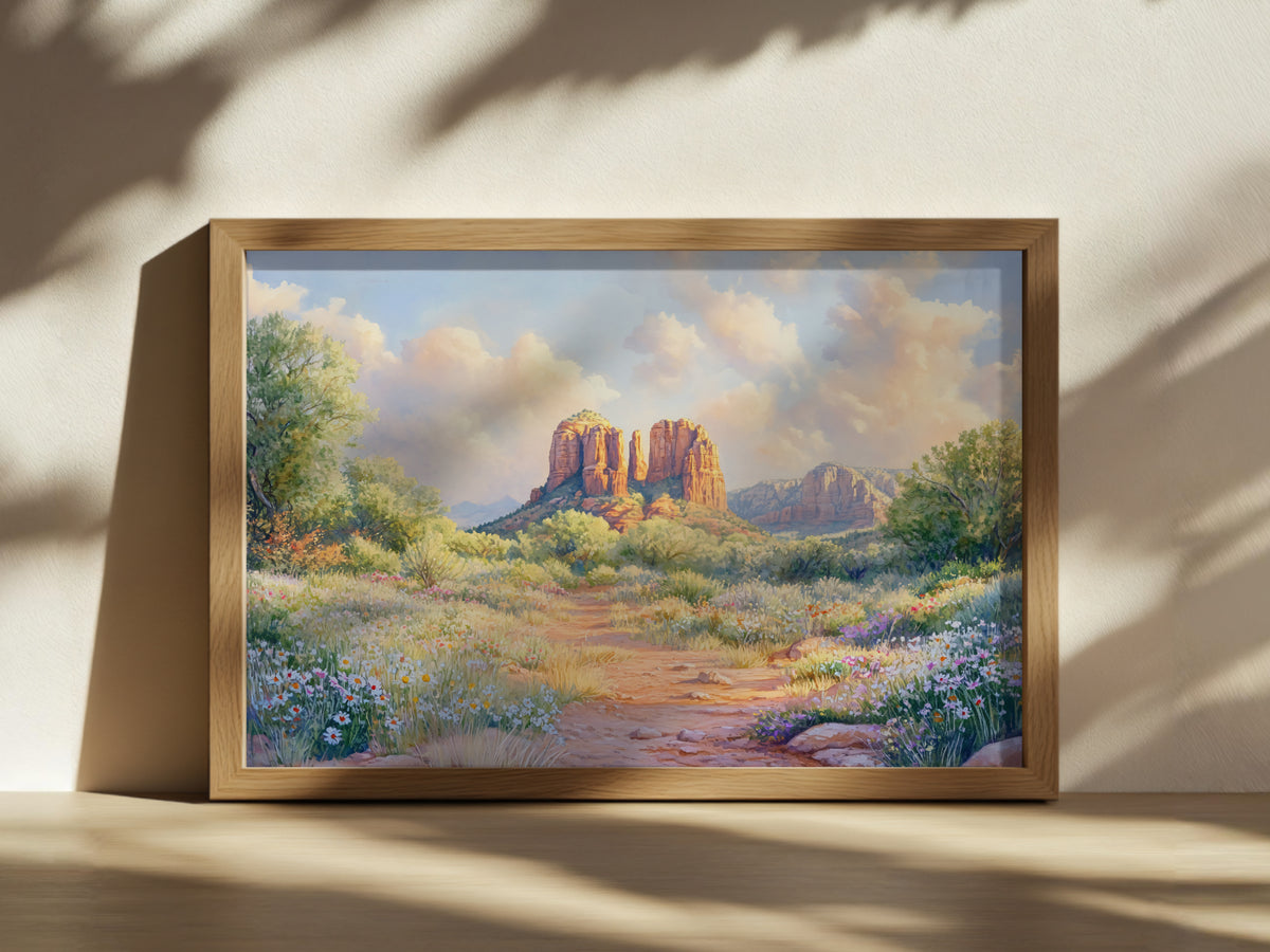 Cathedral Rock Spring Sunrise Wall Art | Sedona Arizona Red Rock Painting