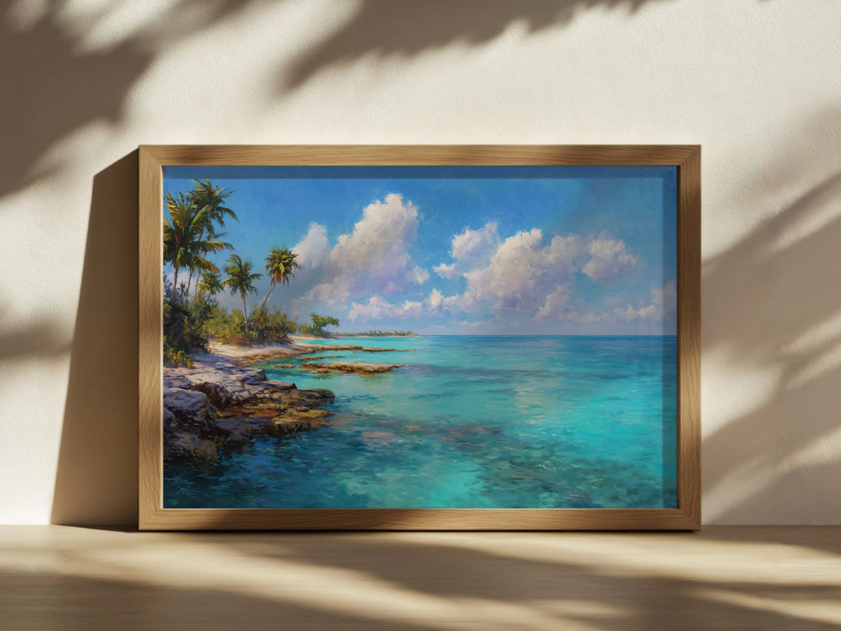 Florida Keys Summer Wall Art | Tropical Ocean Beach Landscape Painting