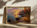 Lake Superior Fall Sunset Wall Art | Minnesota Lakeside Fall Foliage Painting