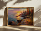 Lake Superior Fall Sunset Wall Art | Minnesota Lakeside Fall Foliage Painting