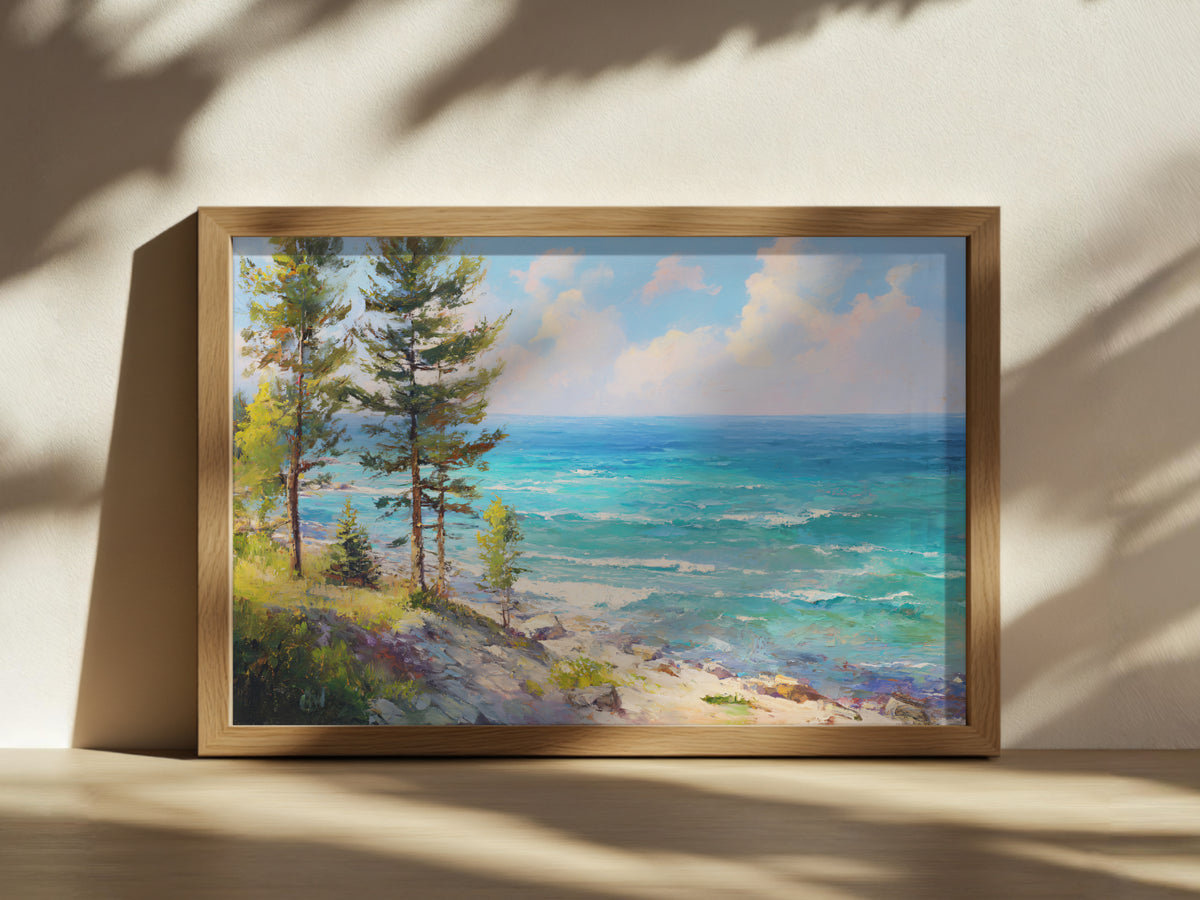 Lake Michigan Summer Wall Art | Midwest Lakeshore Landscape Painting
