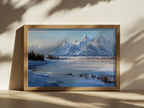Grand Teton National Park Winter Wall Art | Wyoming Mountain Landscape Painting