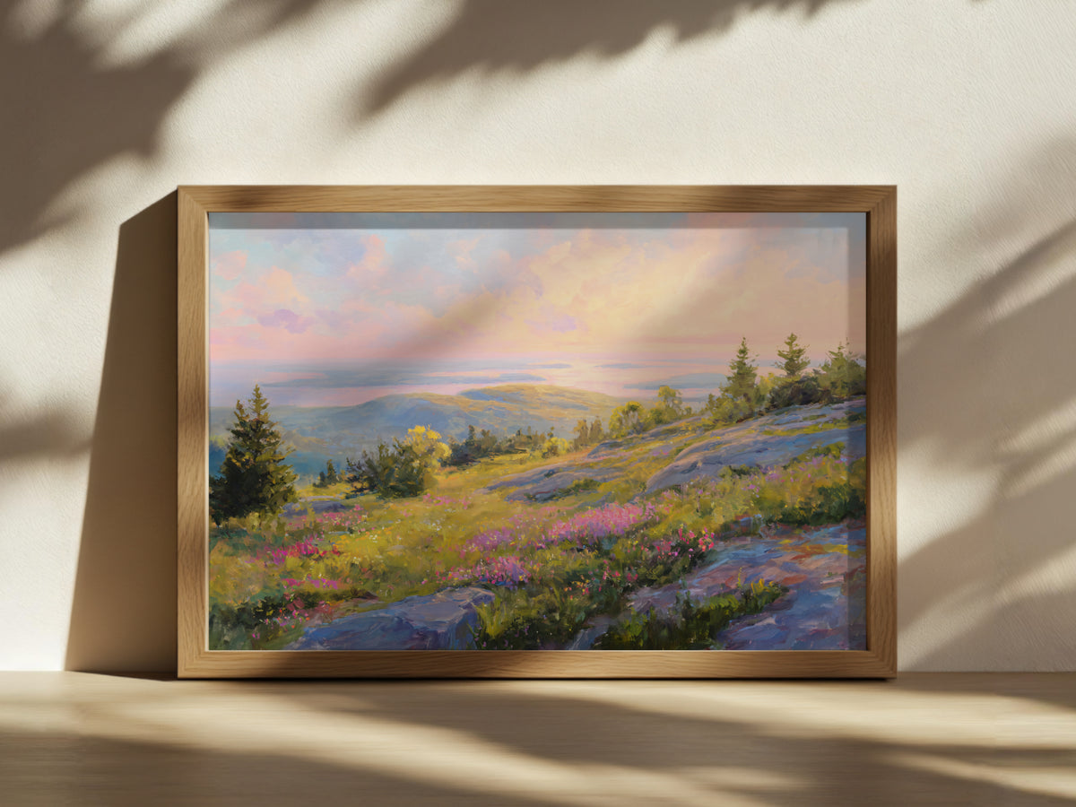 Mount Cadillac Spring Sunrise Wall Art | Acadia National Park Maine Landscape Painting