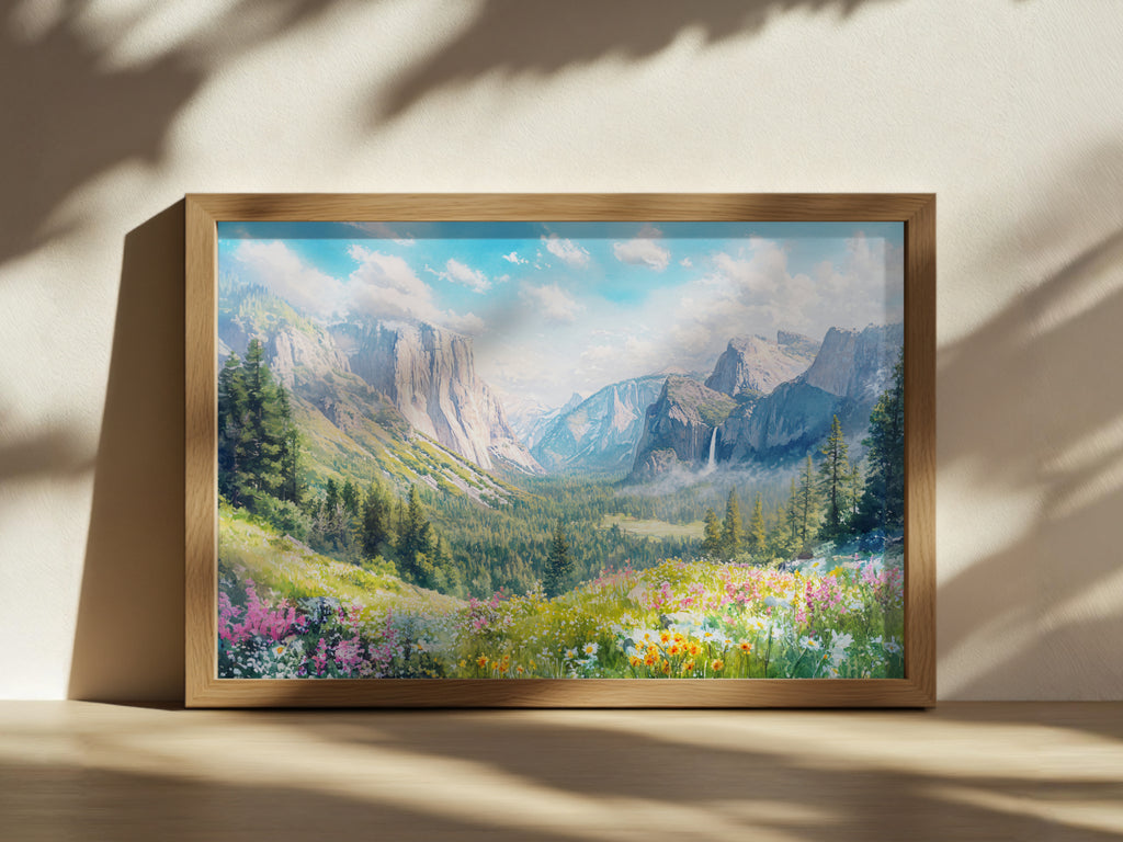 Tunnel View Spring Wall Art | Yosemite National Park California Mountain Painting