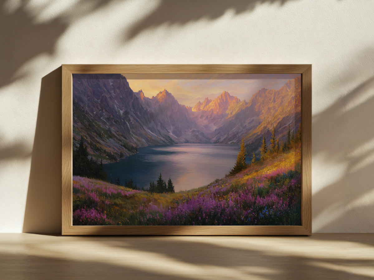 Colchuck Lake Spring Sunset Wall Art | Washington Landscape Painting