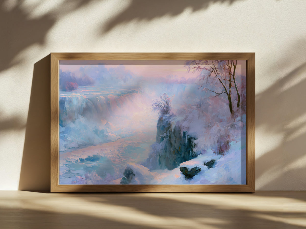 Niagara Falls Winter Sunrise Wall Art | Canada New York Landscape Painting