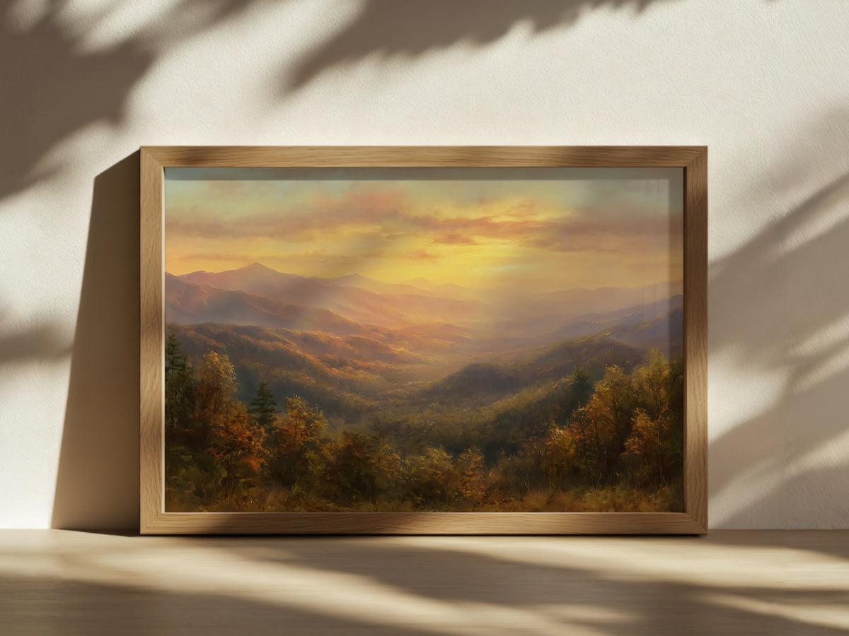 Great Smoky Mountains National Park Fall Sunset Wall Art | North Carolina Tennessee Landscape Painting