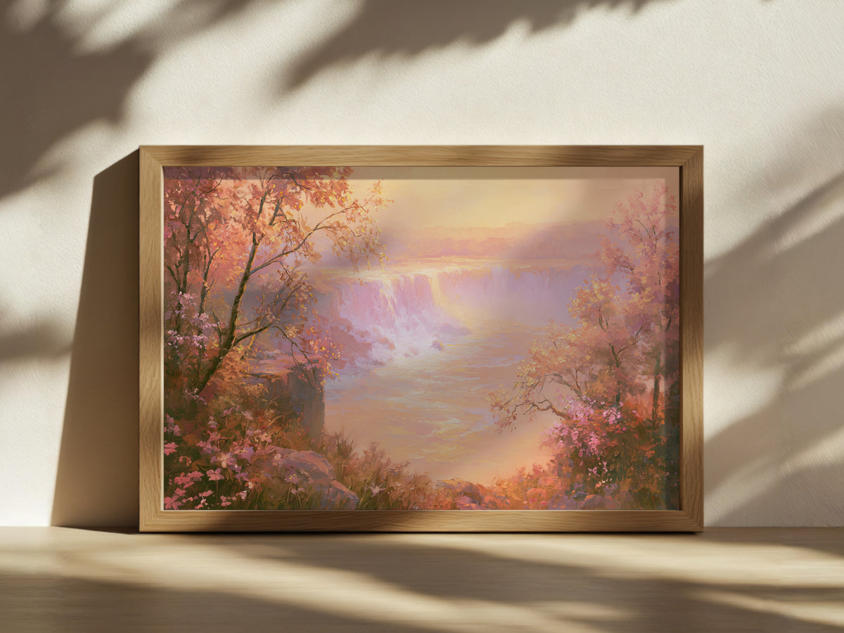 Niagara Falls Spring Sunset Wall Art | Canada New York Landscape Painting