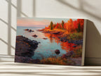 Lake Superior Fall Sunrise Wall Art | Minnesota Lakeside Fall Foliage Painting