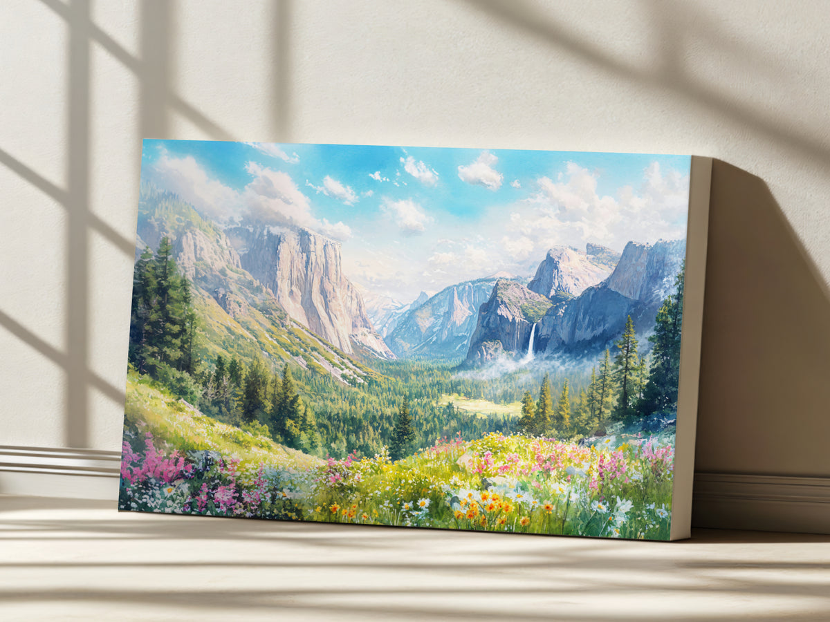 Tunnel View Spring Wall Art | Yosemite National Park California Mountain Painting