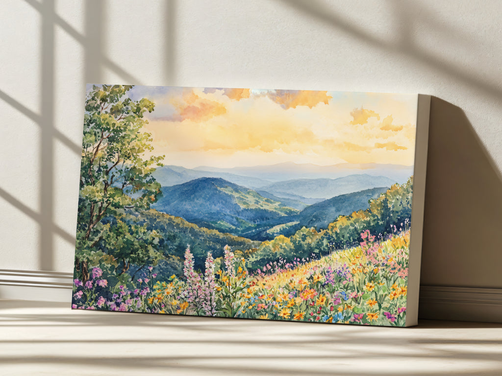 Shenandoah National Park Spring Sunset Wall Art | Virgina Wilfdlower Landscape Painting