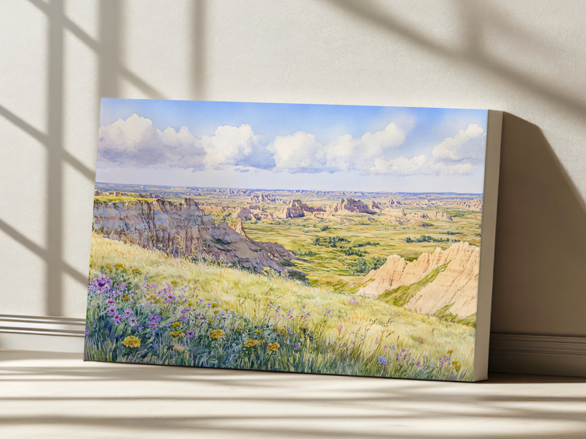 Badlands National Park Spring Wall Art | South Dakota Prairie Painting