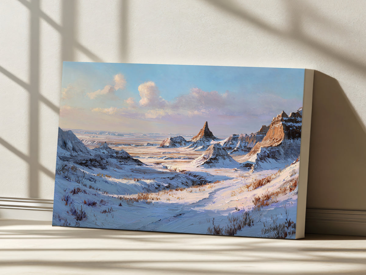 Badlands National Park Winter Wall Art | South Dakota Landscape Painting