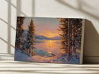 Stanley Lake Winter Sunset Wall Art | Idaho Sawtooth Mountain Landscape Painting