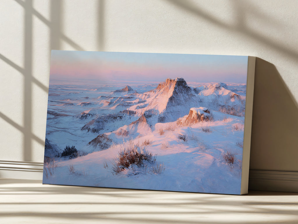 Badlands National Park Winter Sunrise Wall Art | South Dakota Landscape Painting