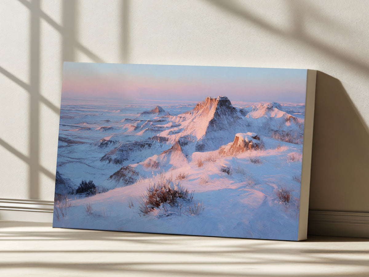 Badlands National Park Winter Sunrise Wall Art | South Dakota Landscape Painting