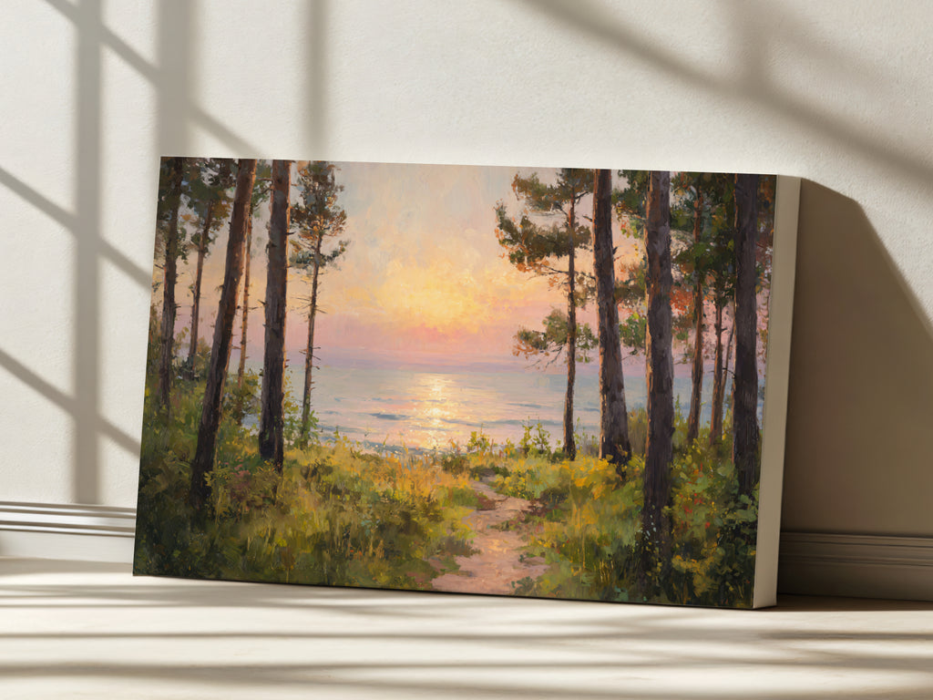 Lake Michigan Summer Sunrise Wall Art | Midwest Lakeside Landscape Painting