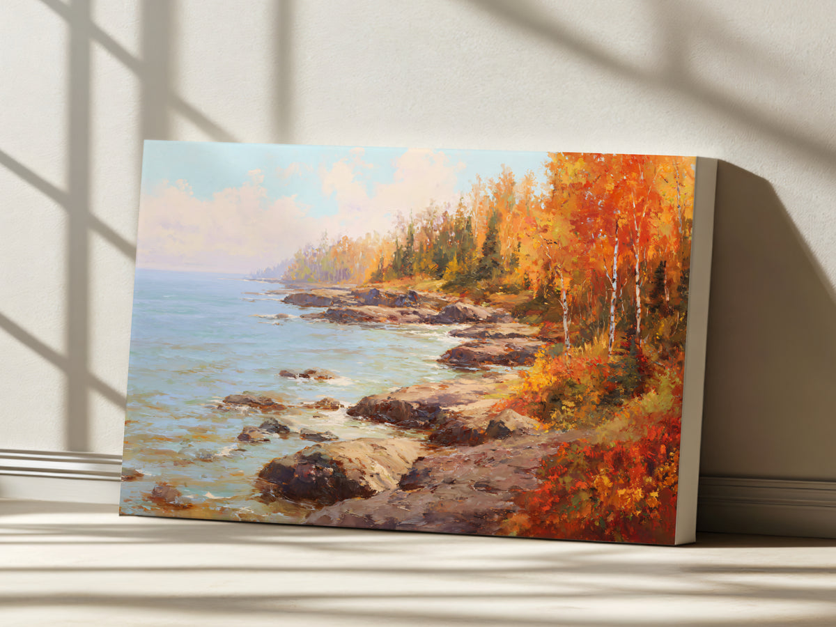 Lake Superior Fall Wall Art | Minnesota Fall Foliage Landscape Painting