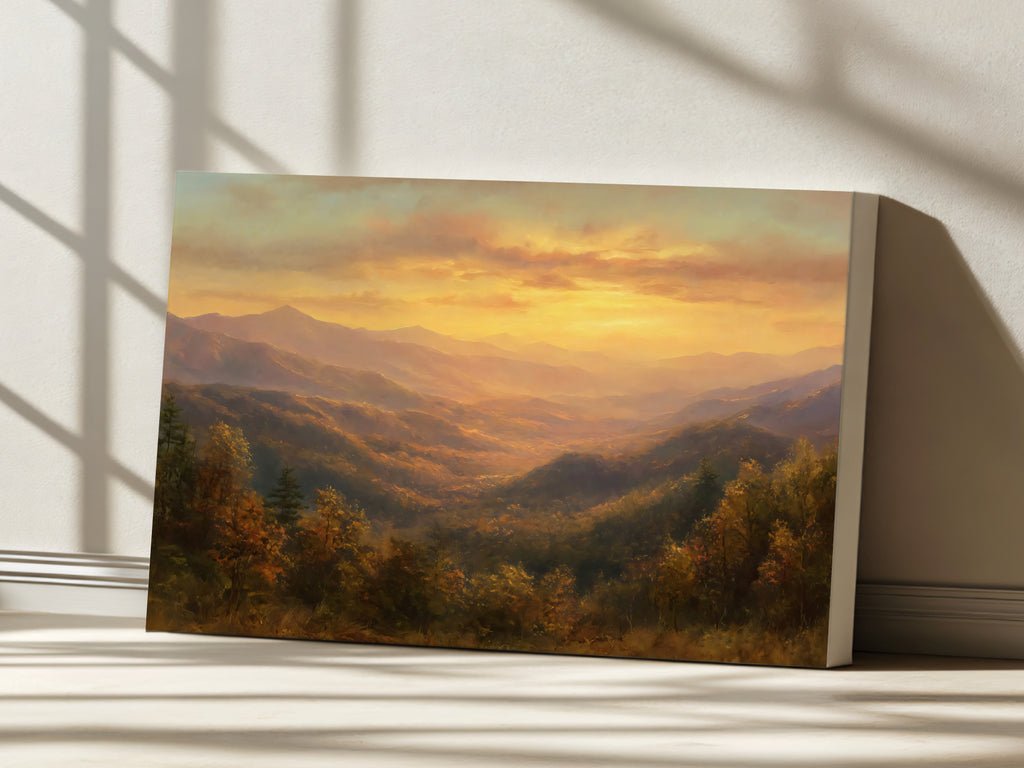 Great Smoky Mountains National Park Fall Sunset Wall Art | North Carolina Tennessee Landscape Painting