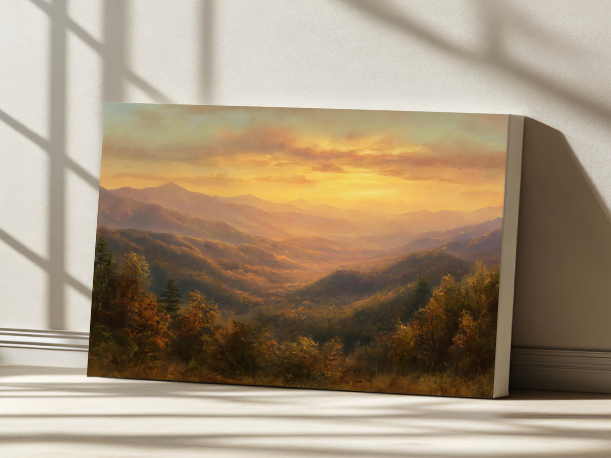 Great Smoky Mountains National Park Fall Sunset Wall Art | North Carolina Tennessee Landscape Painting