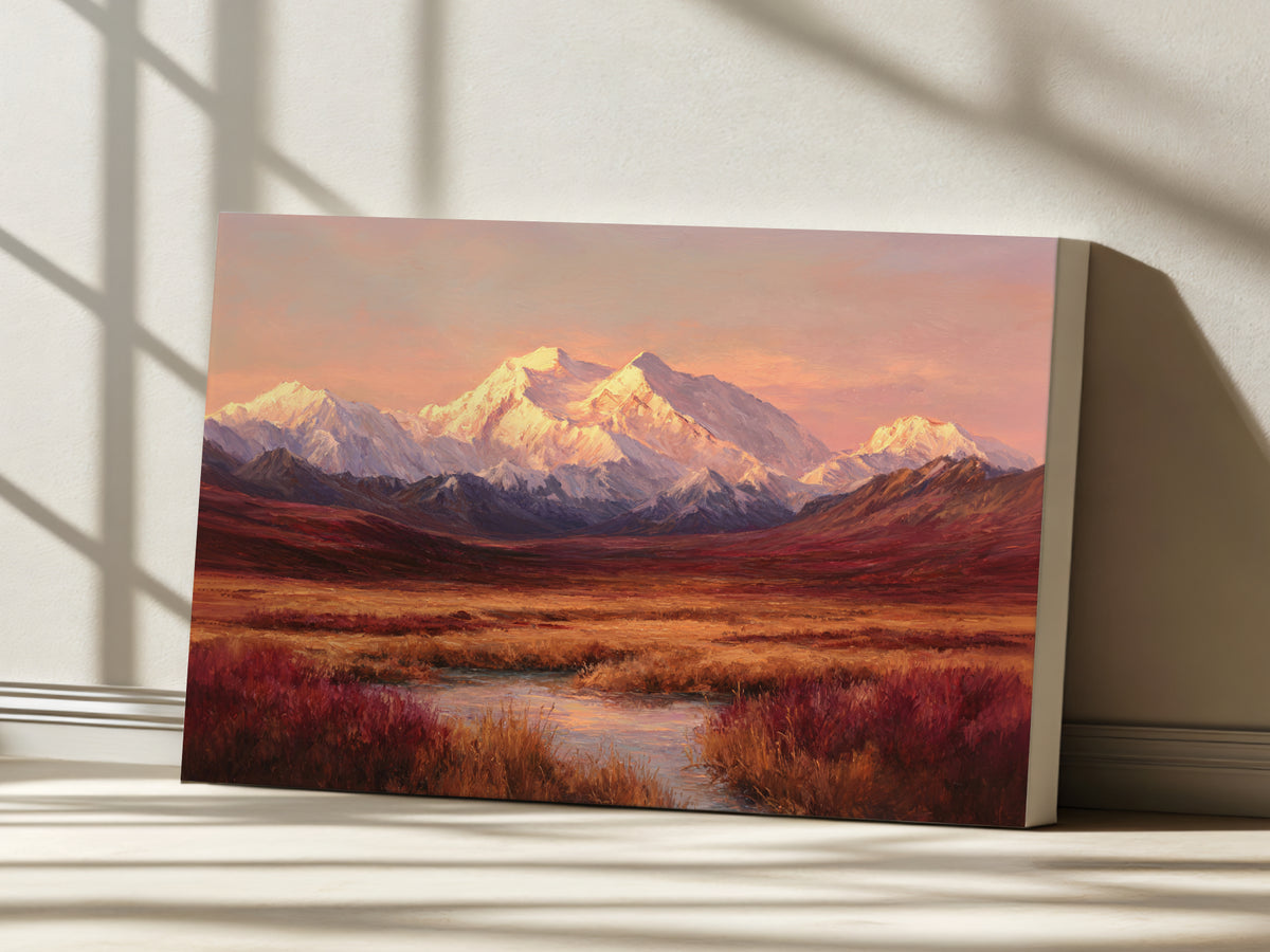 Denali National Park Fall Sunset Wall Art | Alaska Mountain Landscape Painting