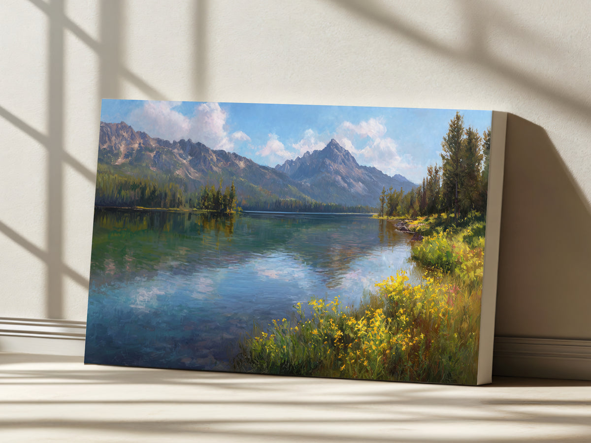 Stanley Lake Spring Wall Art | Idaho Sawtooth Mountain Landscape Painting