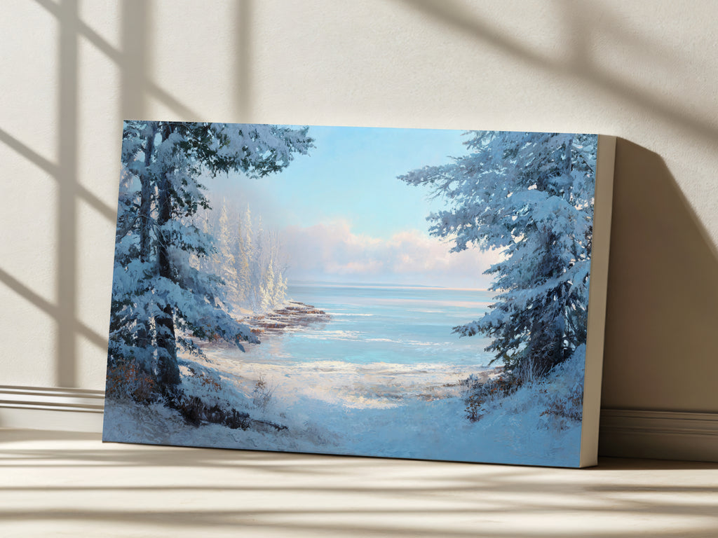 Lake Superior Winter Wall Art | Minnesota Lakeside Landscape Painting