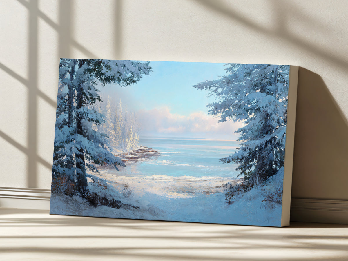 Lake Superior Winter Wall Art | Minnesota Lakeside Landscape Painting