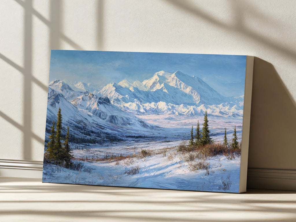 Denali National Park Winter Wall Art | Alaska Mountain Landscape Painting