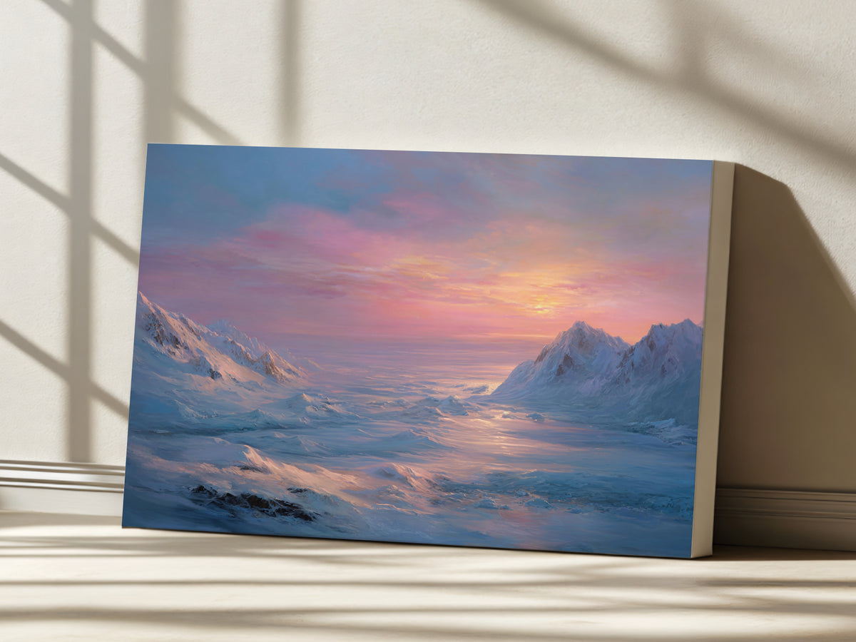 Harding Icefield Winter Sunset Wall Art | Kenai Fjords National Park Alaska Landscape Painting