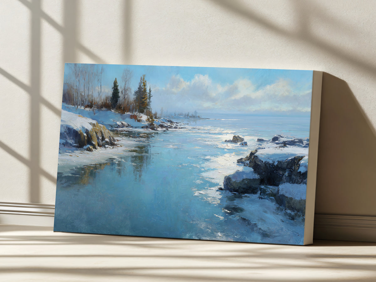 Lake Superior Winter Wall Art | Minnesota Shoreline Landscape Painting
