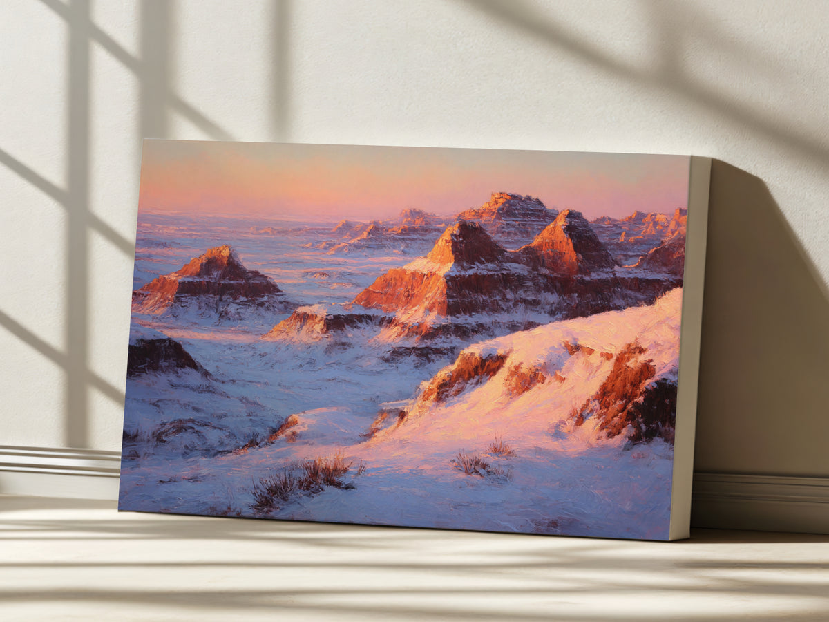 Badlands National Park Winter Sunset Wall Art | South Dakota Landscape Painting