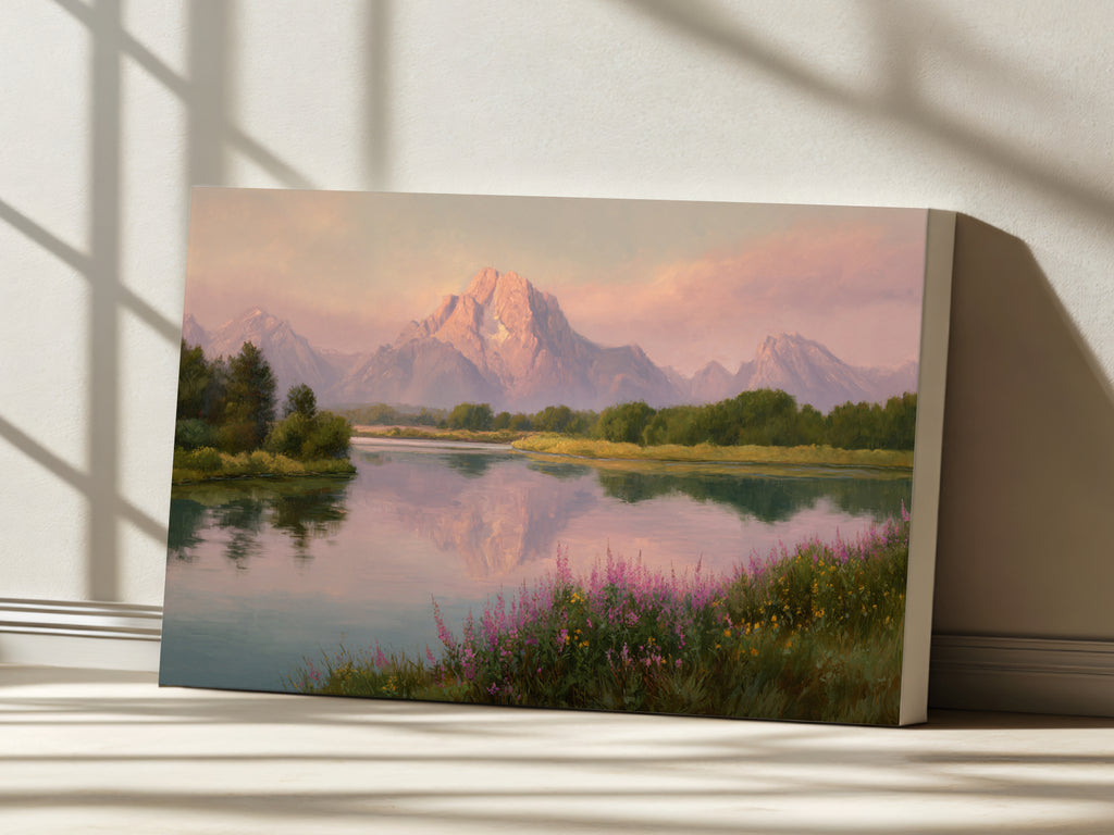 Oxbow Bend Spring Sunrise Wall Art | Grand Teton National Park Wyoming Landscape Painting