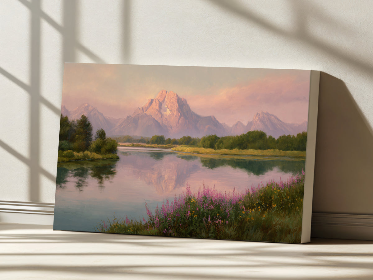 Oxbow Bend Spring Sunrise Wall Art | Grand Teton National Park Wyoming Landscape Painting