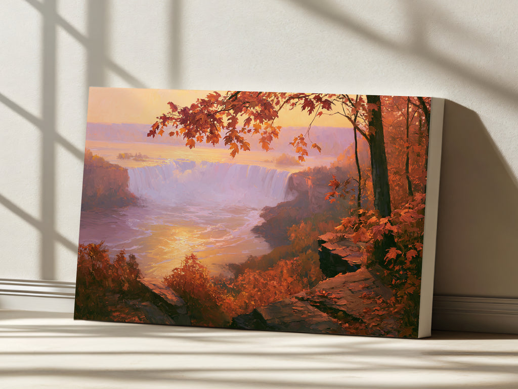 Niagara Falls Fall Sunset Wall Art | Canada New York Landscape Painting