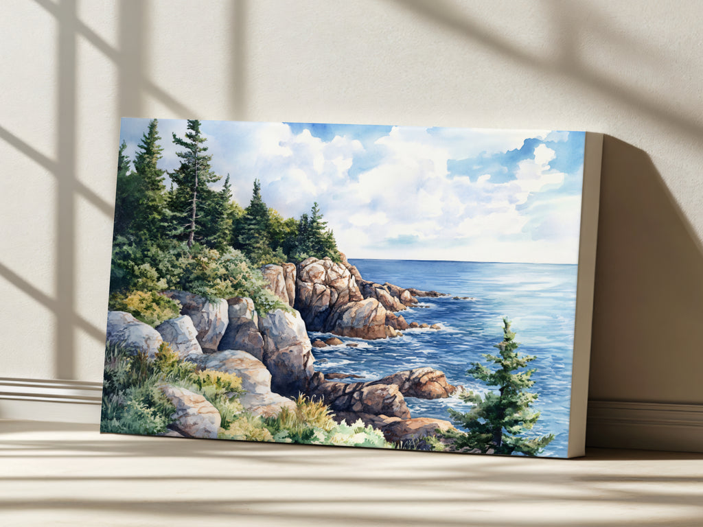 Acadia National Park Summer Wall Art | Maine Coastline Landscape Painting