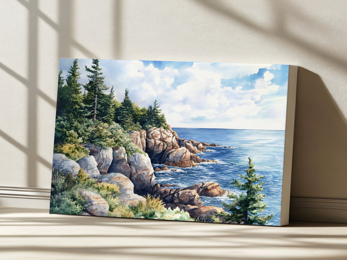 Acadia National Park Summer Wall Art | Maine Coastline Landscape Painting