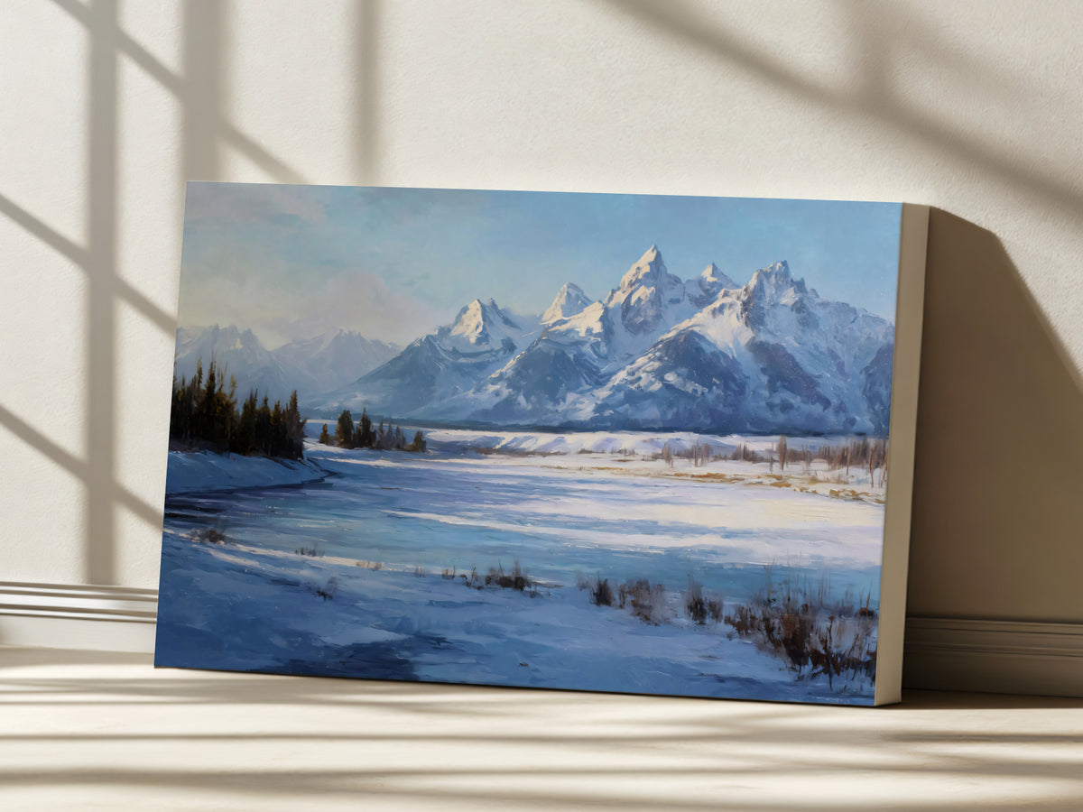 Grand Teton National Park Winter Wall Art | Wyoming Mountain Landscape Painting