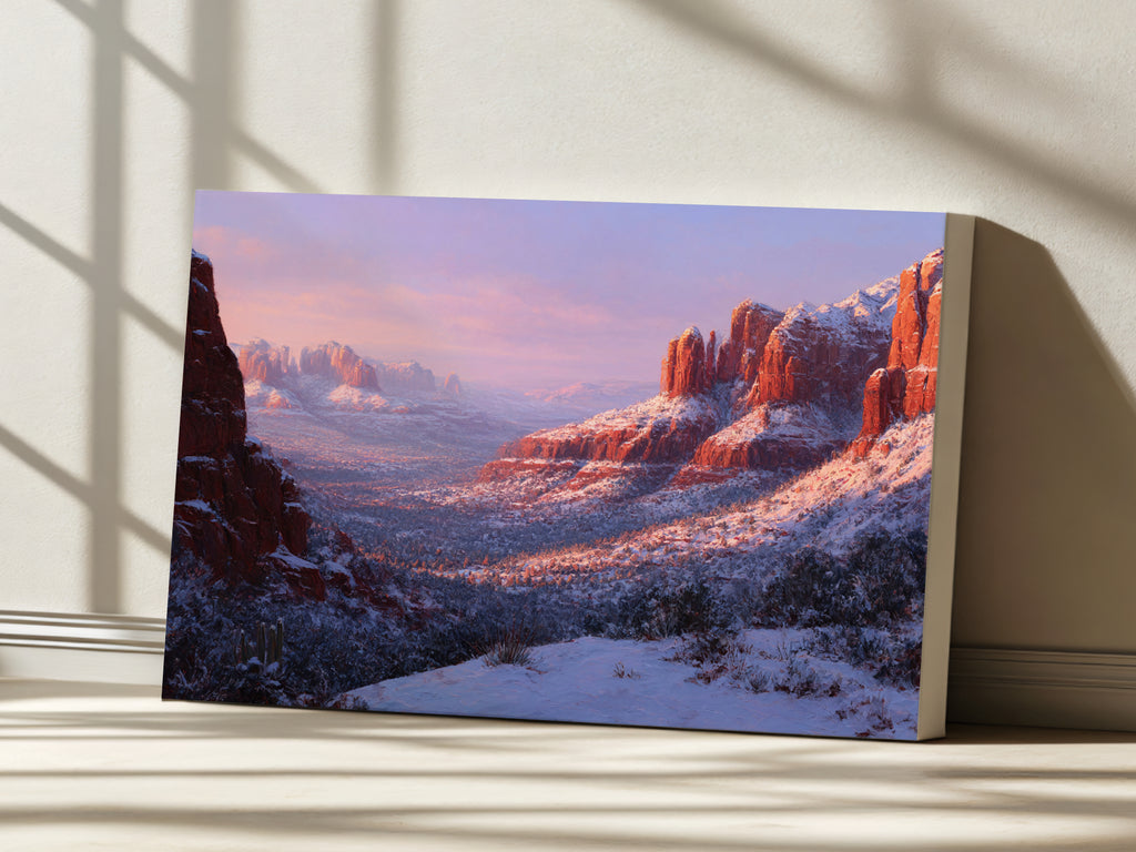 Sedona Winter Sunset Wall Art | Arizona Red Rock Landscape Painting