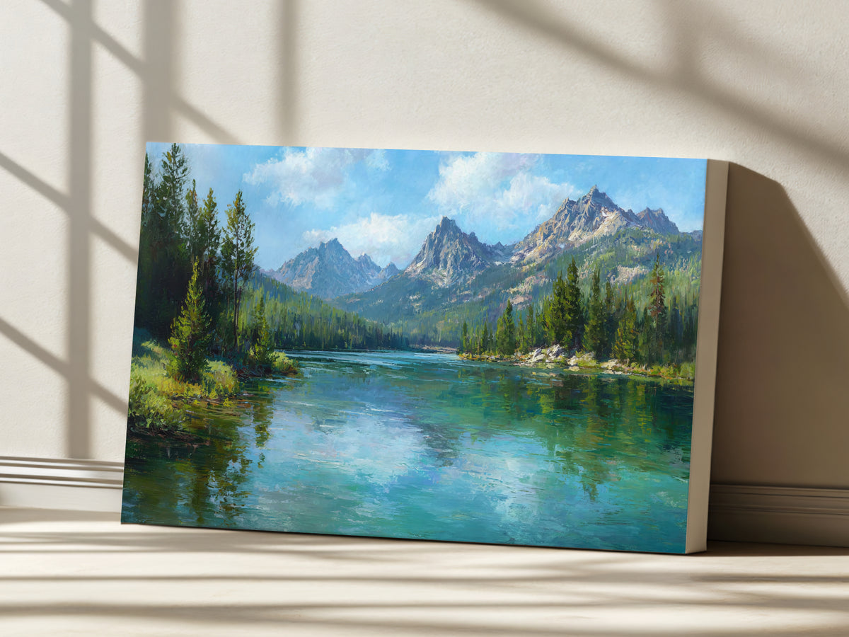 Stanley Lake Summer Wall Art | Idaho Sawtooth Mountain Landscape Painting
