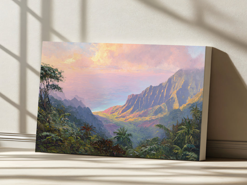Na Pali Coast Summer Sunrise Wall Art | Hawaii Kauai Valley Landscape Painting