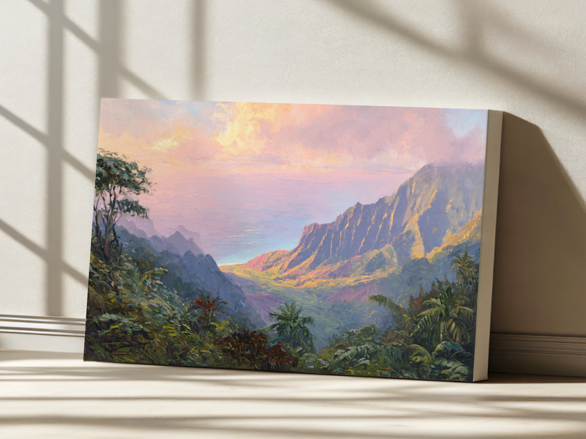 Na Pali Coast Summer Sunrise Wall Art | Hawaii Kauai Valley Landscape Painting