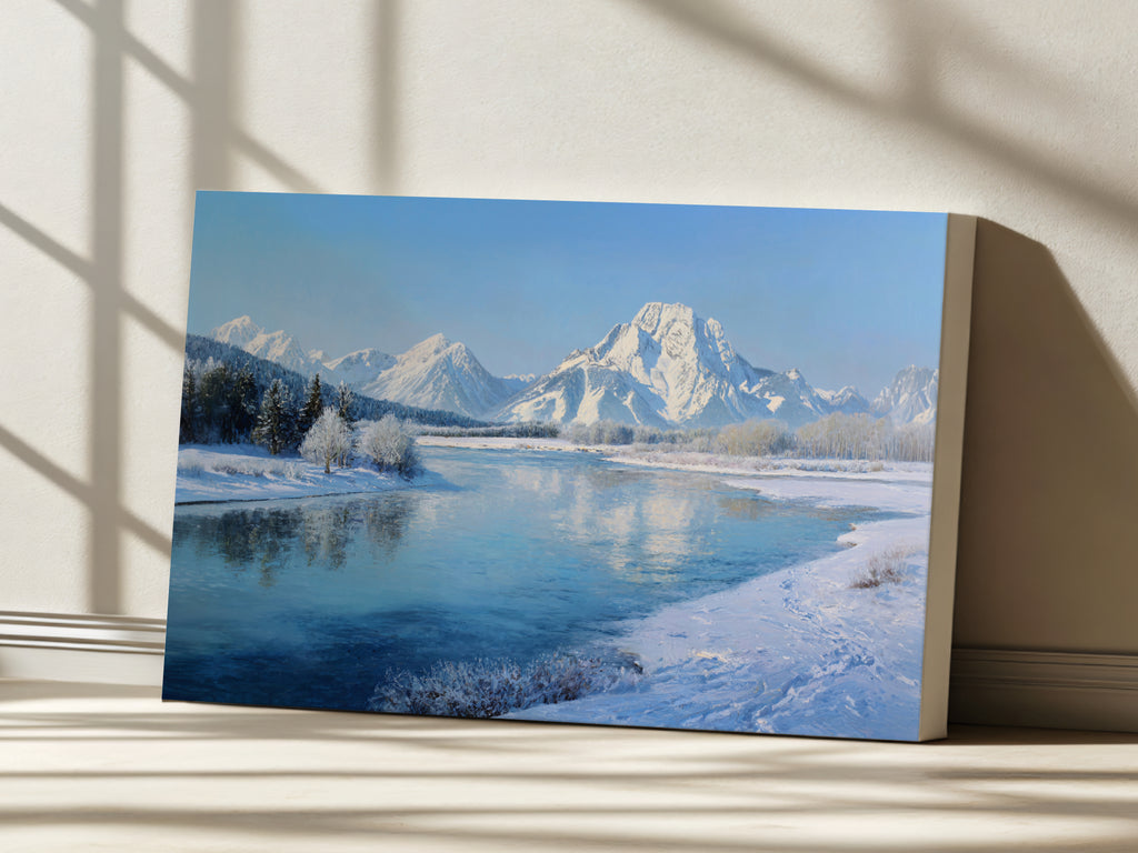 Oxbow Bend Winter Wall Art | Grand Teton National Park Wyoming Landscape Painting