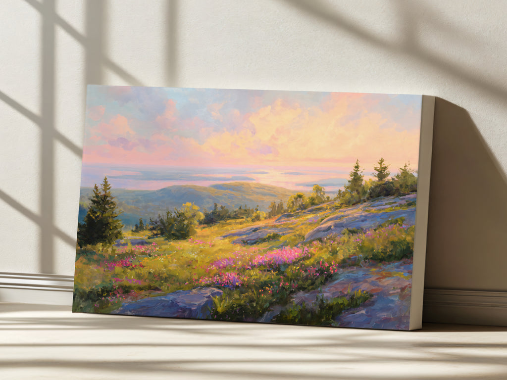 Mount Cadillac Spring Sunrise Wall Art | Acadia National Park Maine Landscape Painting