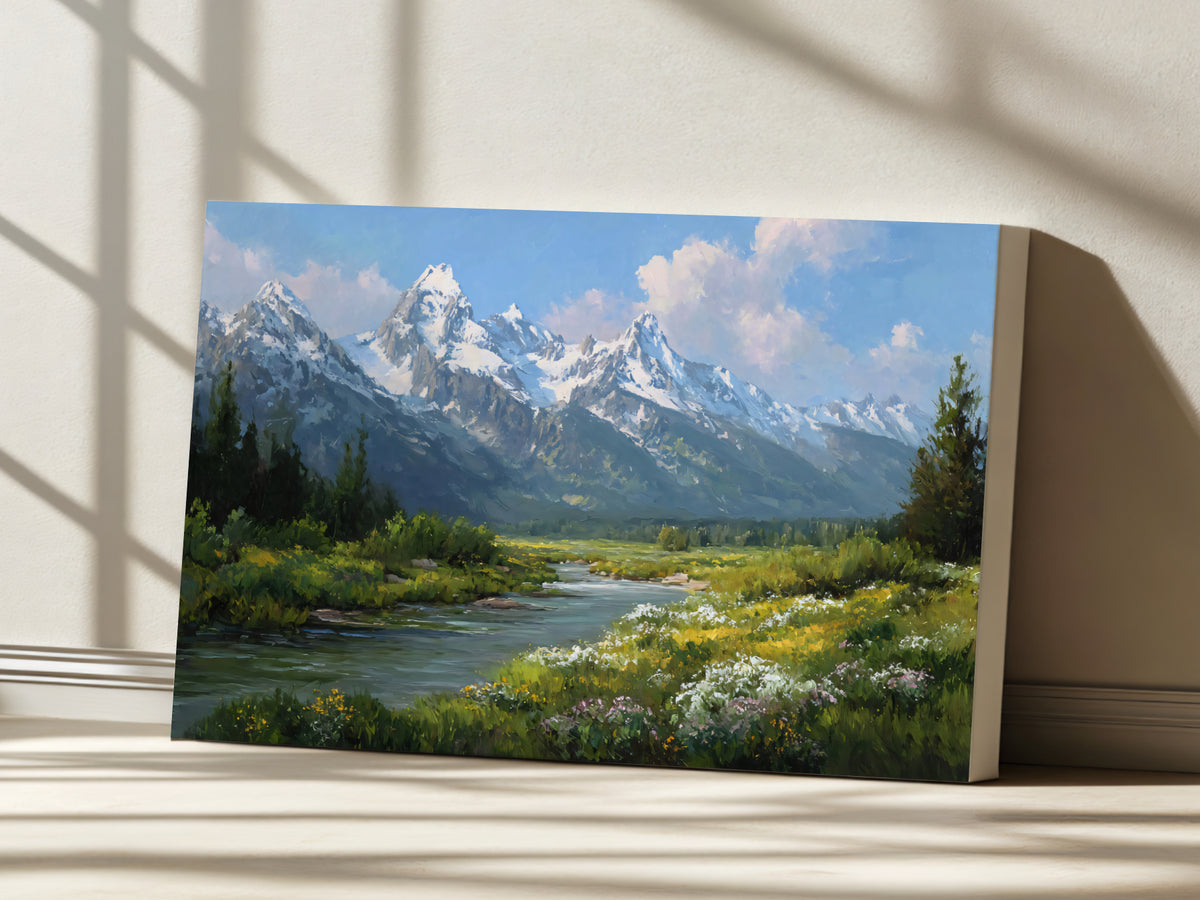 Grand Teton National Park Spring Wall Art | Wyoming Mountain Landscape Painting