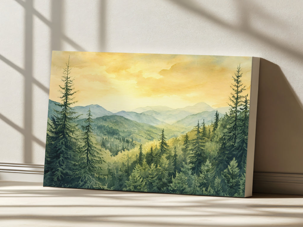 Adirondack Mountains Summer Sunset Wall Art | New York Mountain Painting