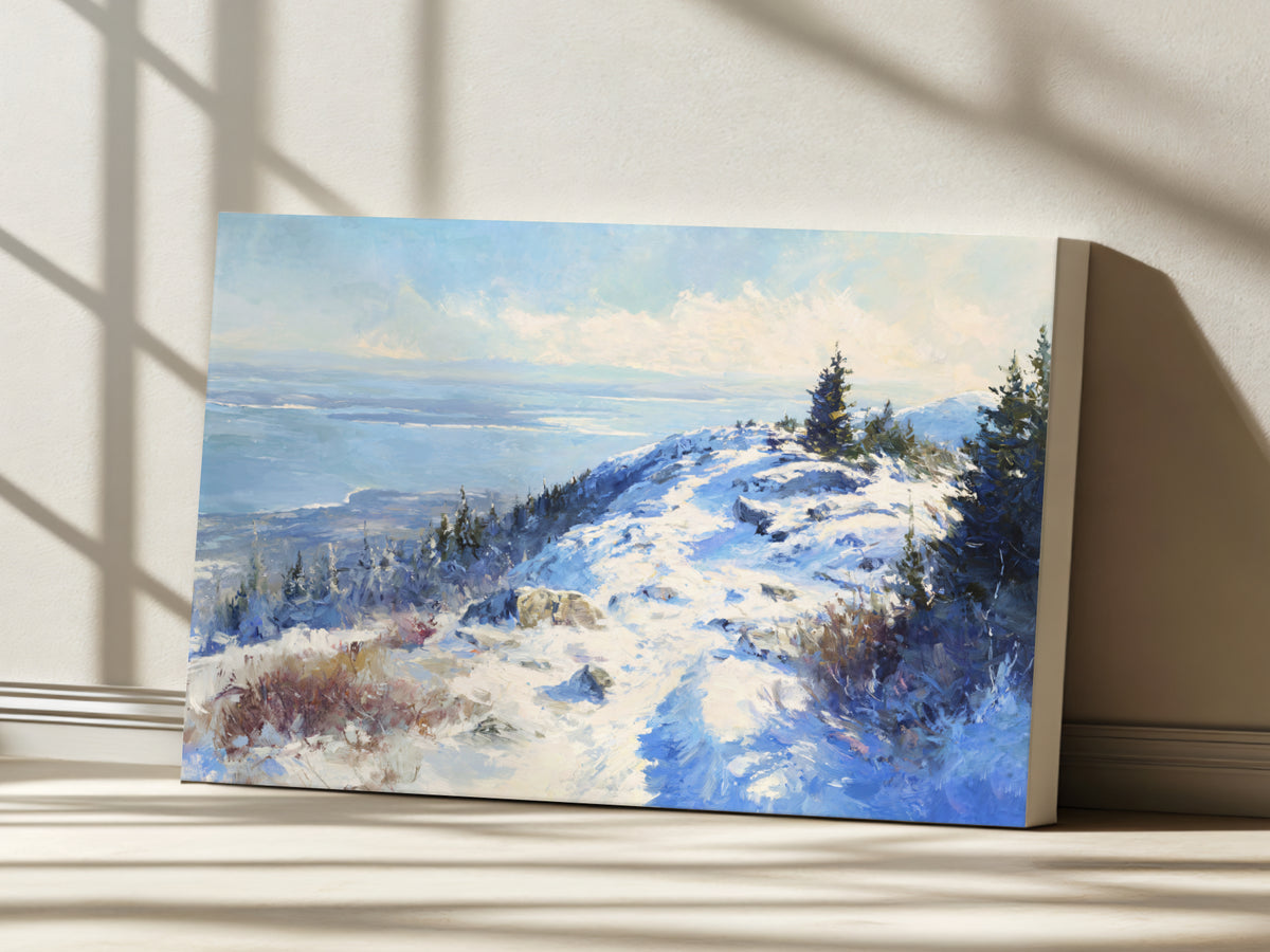 Mount Cadillac Winter Wall Art | Acadia National Park Maine Landscape Painting
