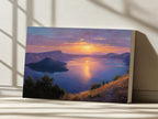 Crater Lake National Park Summer Sunset Wall Art | Oregon Volcanic Landscape Painting