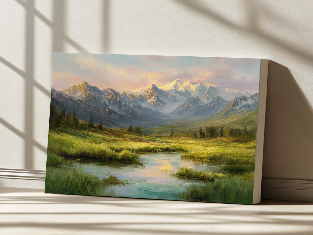 Denali National Park Summer Sunrise Wall Art | Alaska Mountain Landscape Painting